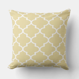 Almofada Travesseiro Bege Branco com Treliça Quatrefoil