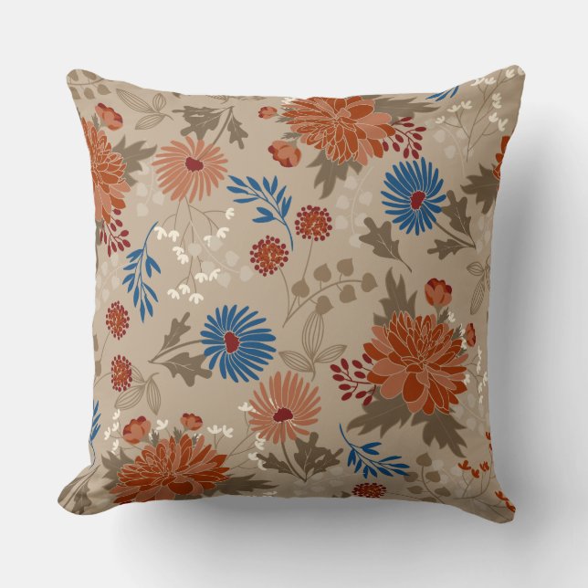 Almofada Travesseiro Beige Floral/ CreamThrow (Frente)