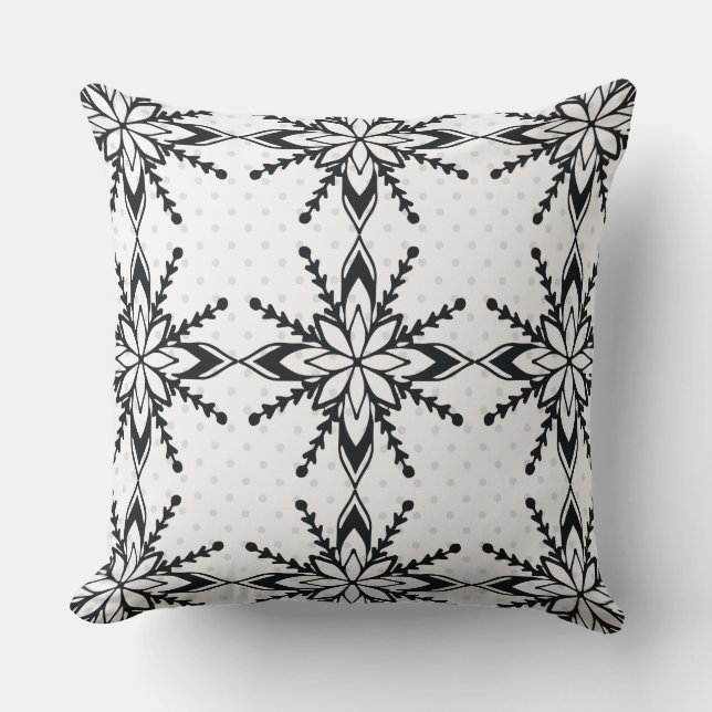 Almofada Travesseiro Black Snowflake/Reindeer Burlap (Frente)