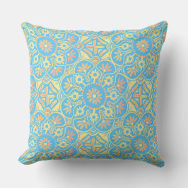 Almofada Travesseiro Boho Medallion yellow light blue