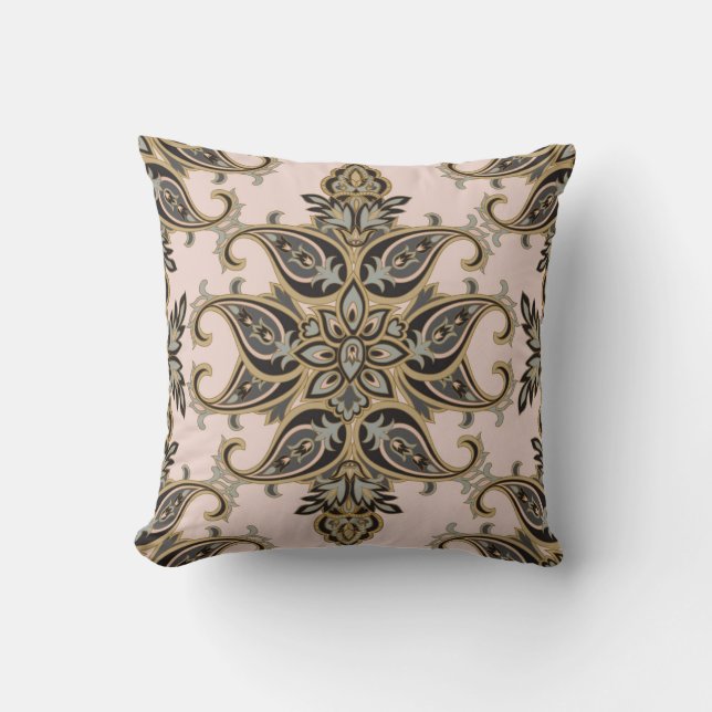 Almofada Travesseiro bonito Beige/Tan Damask (Frente)