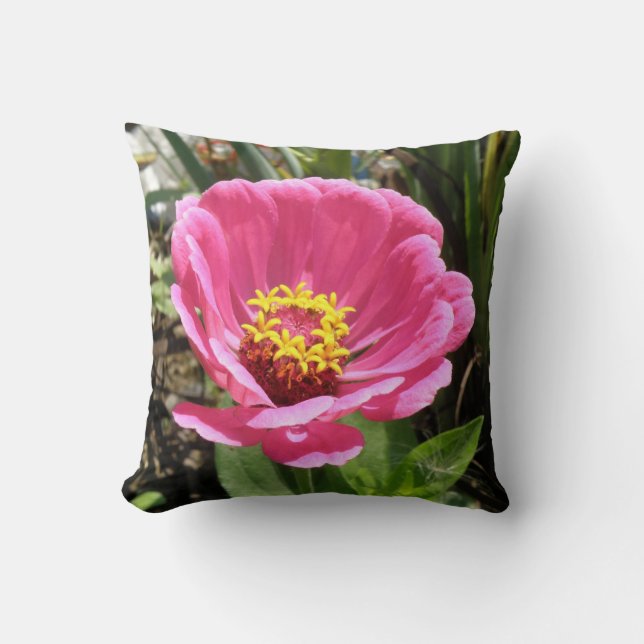 Almofada Travesseiro bonito de Zinnia Rosa (Frente)