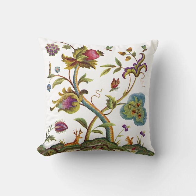 Almofada Travesseiro bordado com Faux da árvore da vida (Frente)