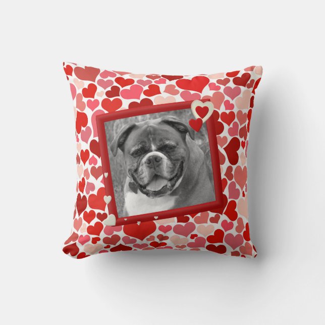 Almofada Travesseiro Boxer Dog Hearts (Frente)