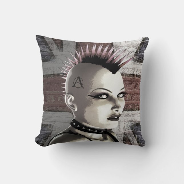 Almofada Travesseiro britânico retro da forma do punk (Frente)