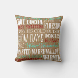 Almofada Travesseiro Burlap Typografia Winter Wonderland