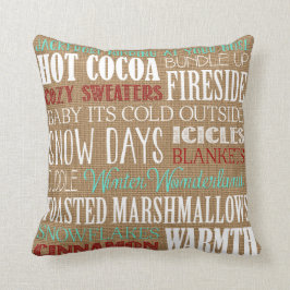 Almofada Travesseiro Burlap Typografia Winter Wonderland