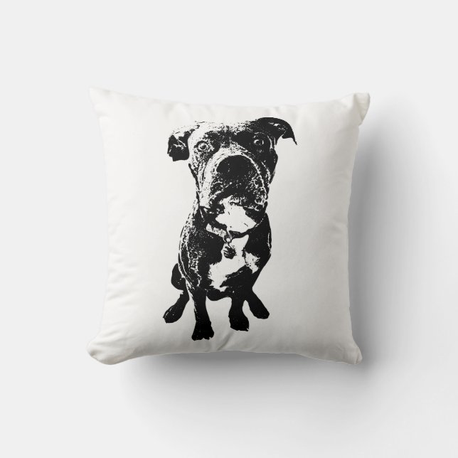 Almofada Travesseiro Cachorro Sentado – Estilo Tinta (Frente)