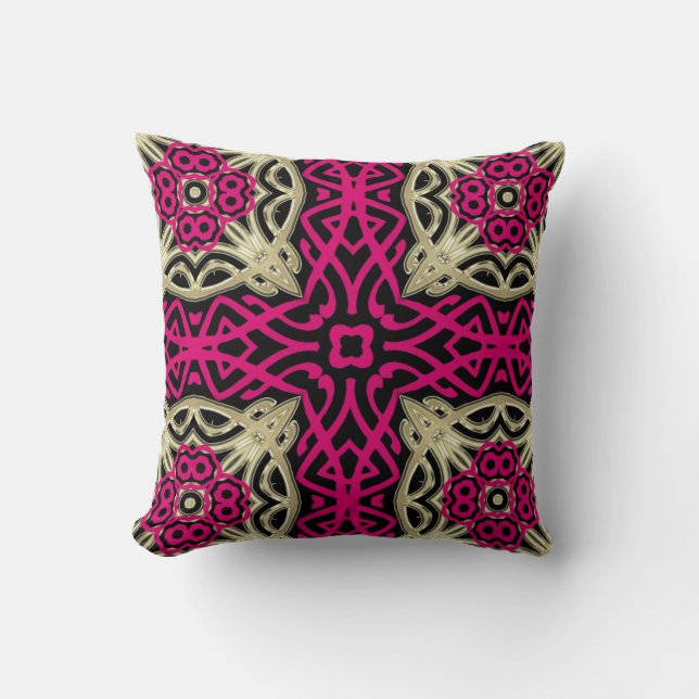 Almofada Travesseiro Celtica Quente Rosa e Dourado Cushion (Frente)