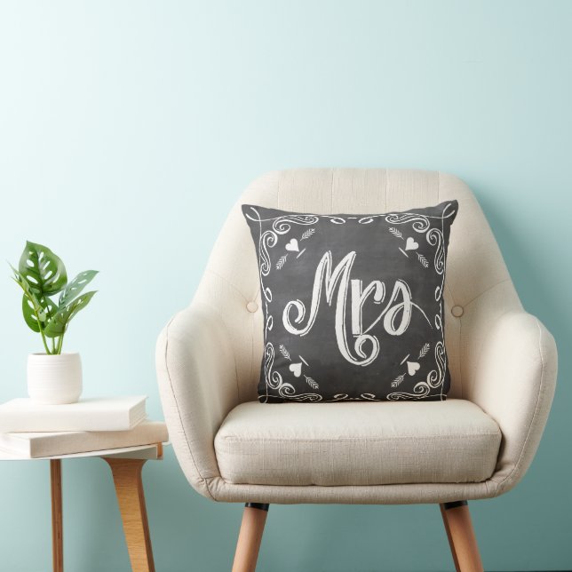Almofada Travesseiro Chalkboard Vintage Modern Mrs Brides (Cadeira)