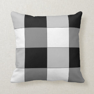 Almofada Travesseiro Checkered preto e branco e cinzento