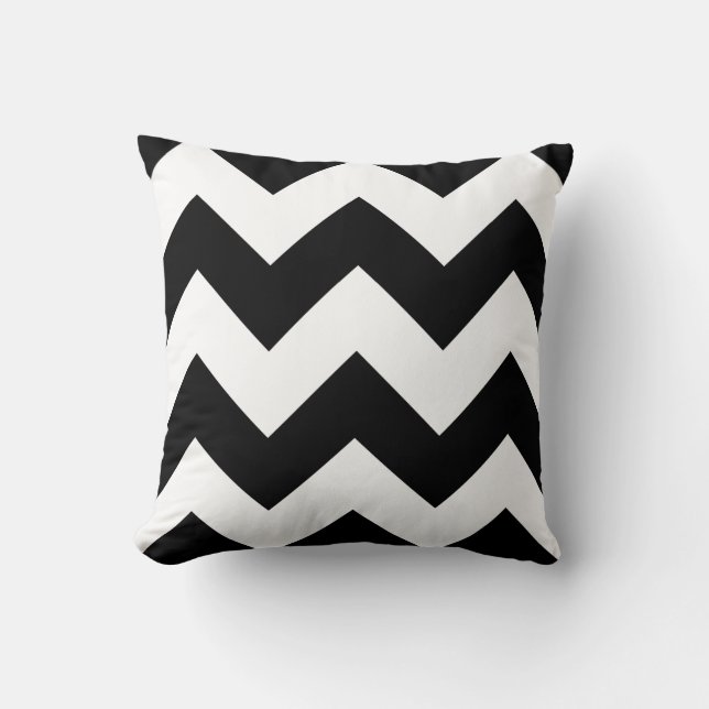 Almofada Travesseiro Chevron com Zigzag preto e branco (Frente)