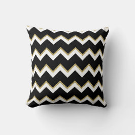 Almofada Travesseiro Chevron preto, branco e Dourado