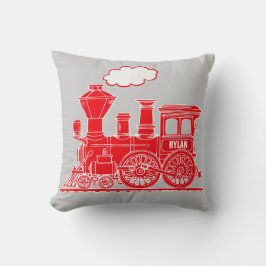 Almofada Travesseiro cinza de lançamento loco trem de vapor