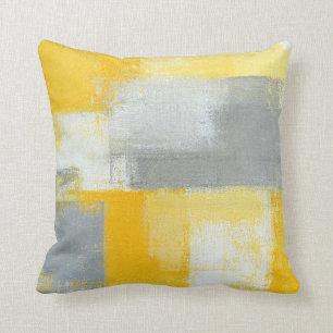 Almofada Travesseiro cinzento e amarelo "Sneaky" da arte