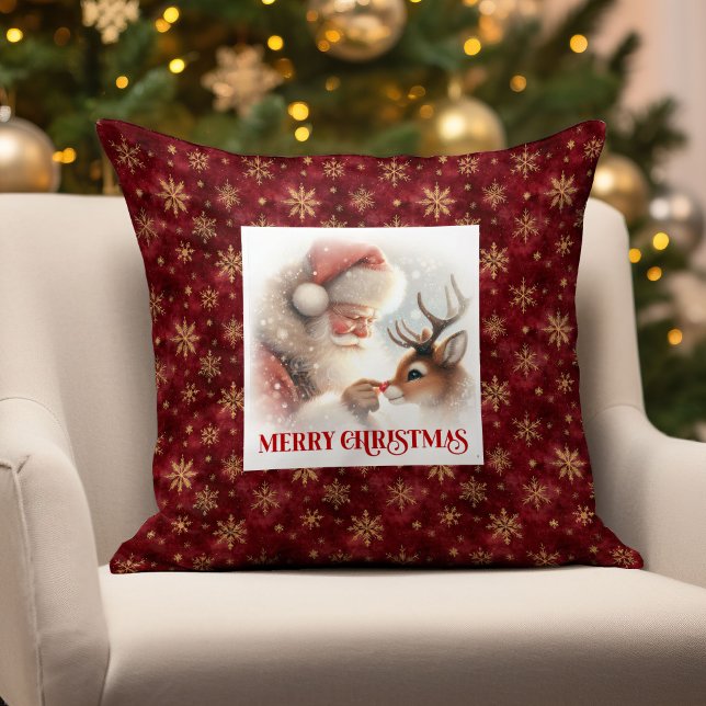 Almofada Travesseiro Clássico Papai Noel Rudolph Acento de  (Classic Santa Claus Rudolph Pillow Christmas Accent

)