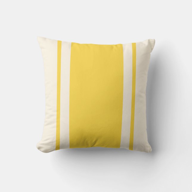 Almofada Travesseiro Coastal Stripe – Amarelo e Creme (Frente)