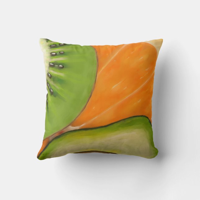 Almofada Travesseiro com abacate, laranja e kiwi. (Verso)