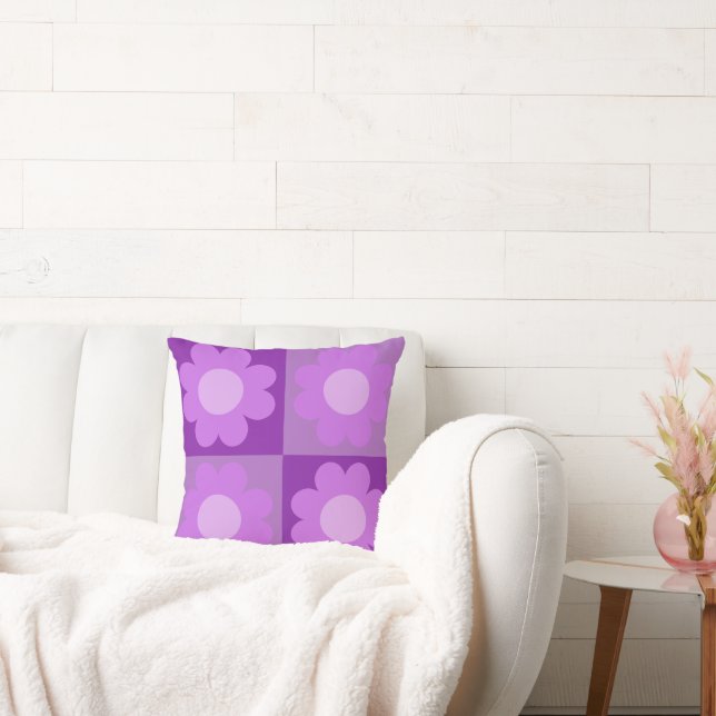 Almofada Travesseiro com design de flor roxa e lavanda  (Sofá)