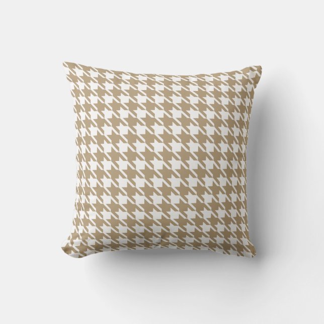 Almofada Travesseiro com Estampa Houndstooth Bege (Frente)