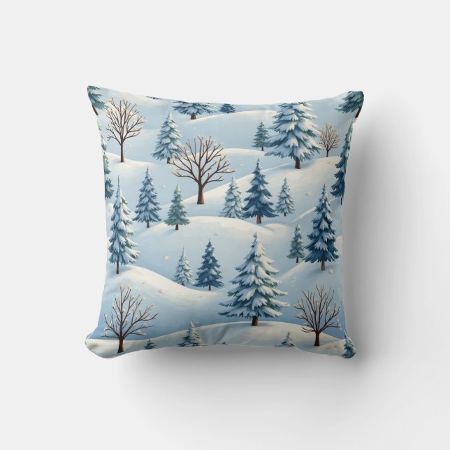 Almofada Travesseiro com fundo de neve no inverno (Frente)