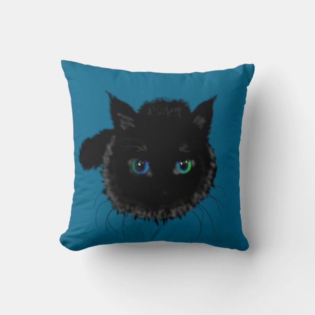Almofada Travesseiro com Gato Preto (Frente)