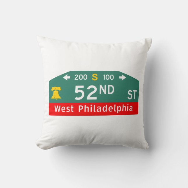 Almofada Travesseiro com Placa de Rua de Philly: Para SEU E (Frente)