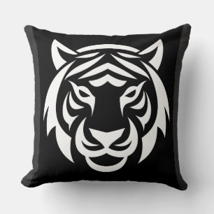 Almofada Travesseiro com Rosto de Tigre Branco