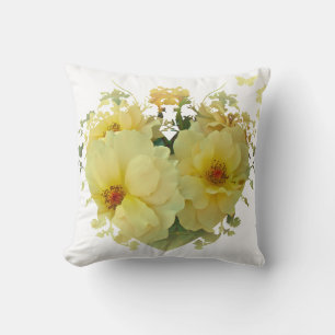 Almofada Travesseiro Coração de Rosas Amarelas