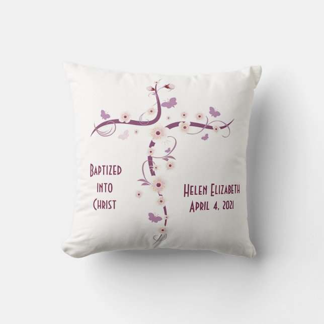 Almofada Travesseiro Cross w/Flower-Buttery BaptIsmal Keeps (Frente)