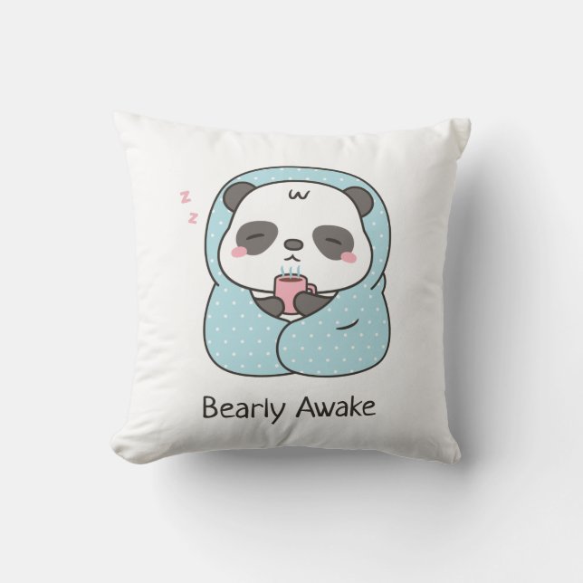 Almofada Travesseiro Cute Sleepy Panda Cozy in Blanket (Frente)