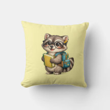 Travesseiro Cute Smart Raccoon Volta às Aulas