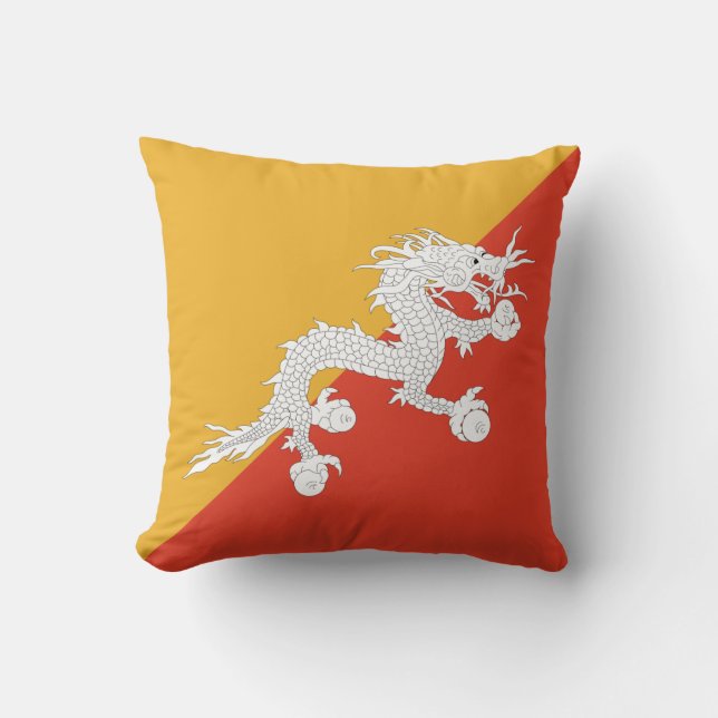 Almofada Travesseiro da bandeira de Bhutan (Frente)