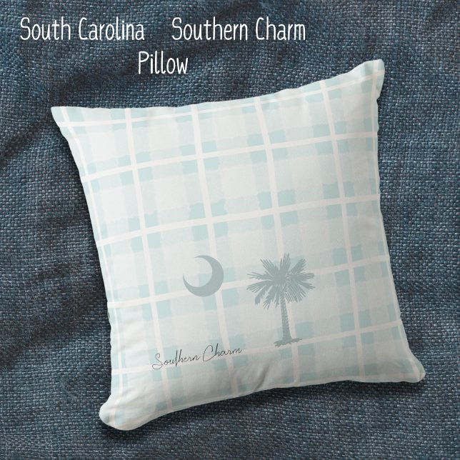 Almofada Travesseiro da Carolina do Sul Personalizado com L (South Carolina Flag, Southern Charm Throw Pillow. A simple rustic design perfect for any family room)