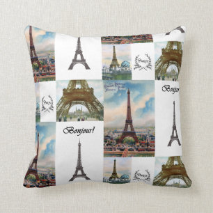 Almofada Travesseiro da colagem da torre Eiffel