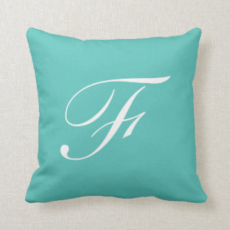 Almofada Travesseiro da letra F Turquoise Monogramo