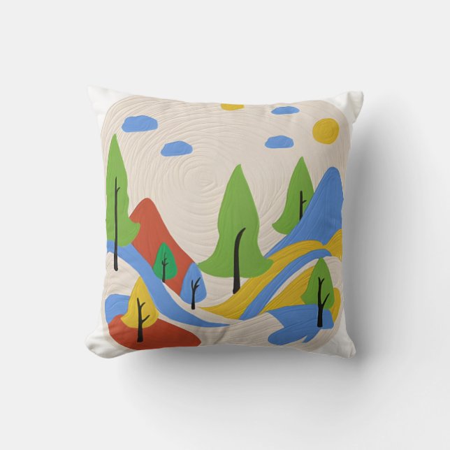 Almofada Travesseiro da Praça da Paisagem Vibrante (Frente)