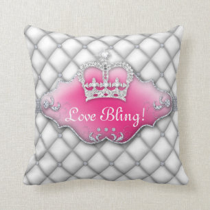 Almofada Travesseiro da Princesa Crown Tufou Satin Diamond 