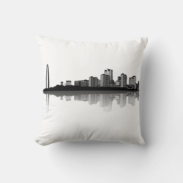 Almofada Travesseiro da skyline de St Louis (b/w) (Frente)
