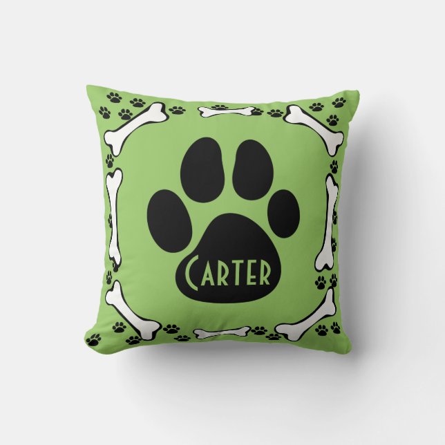 Almofada Travesseiro das patas do cão e dos ossos de cão (Frente)