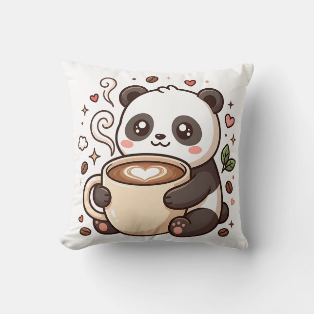 Almofada Travesseiro de Abraço Coração Panda Latte (Frente)