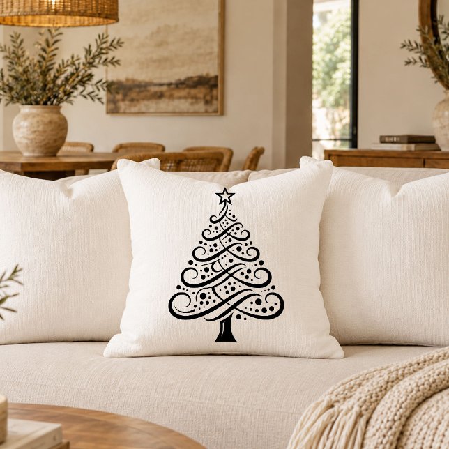 Almofada Travesseiro de Acabamento Sofisticado com Contorno (Sophisticated Christmas Tree Outline Accent Pillow)