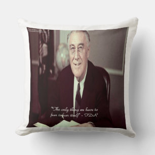 Almofada Travesseiro de Algodão com Citação de FDR & Nada a