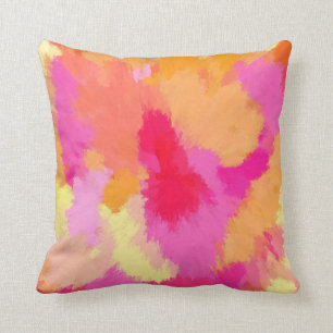 Almofada Travesseiro de Aquarela rosa, laranja e amarelo