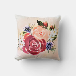 Almofada Travesseiro de Arremesso de Aquarela com Rosas Bur