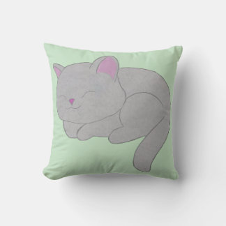 Almofada Travesseiro de Arremesso de Gatinho Cinza Adormeci