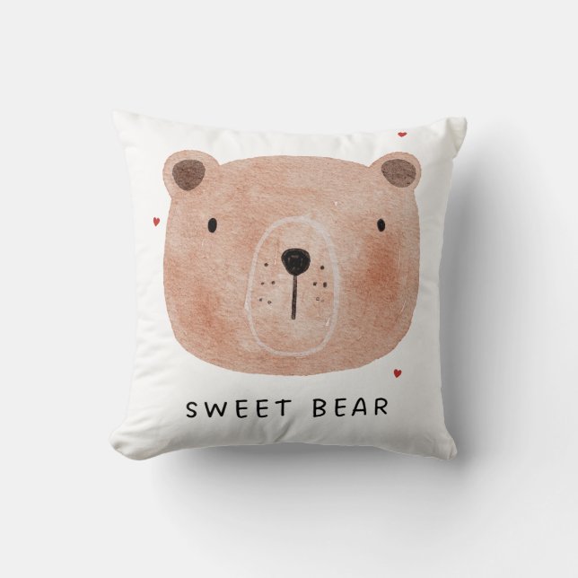Almofada Travesseiro de Arremesso de Urso Doce Fofo | Flore (Frente)