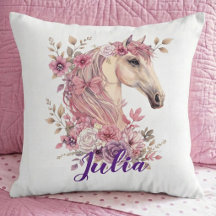 Travesseiro de Arremesso Floral Pastel Cavalo Pône