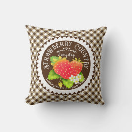 Almofada Travesseiro de Arremesso Gingham Marrom Morango
