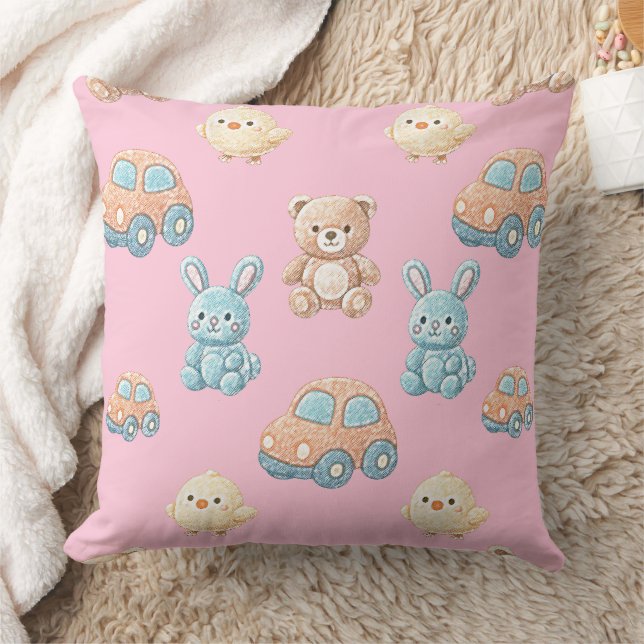 Almofada Travesseiro de Arremesso Infantil Urso e Coelho Fo (Cobertor)